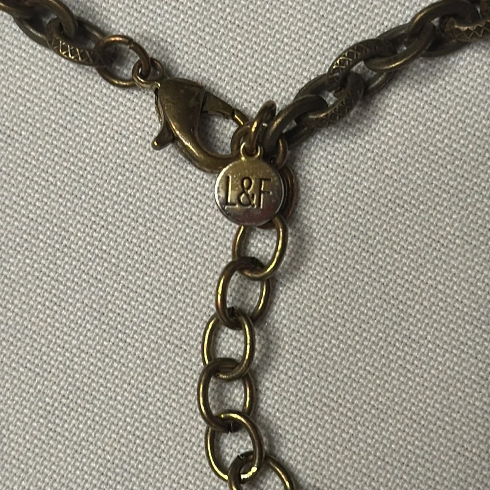 L & F multi-colored beaded necklace with Ricolite stone pendant.  18” - Picture 4 of 4